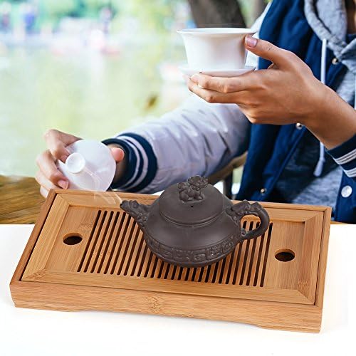 Bandeja de chá de bambu alvinlite, bandeja de chá chinês de kung fu do escritório em casa mini itens domésticos de mesa