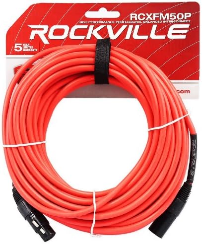 Rockville rcxfm50p-r vermelho 50 'fêmea para masculino REAN XLR Cabo/alto-falante
