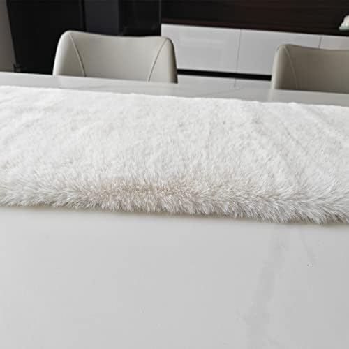 Runner de mesa, leite branco Faux Fur Christmas Dinning Table Decoration for Winter Home Holiday Party, Dresser, Aniversário,