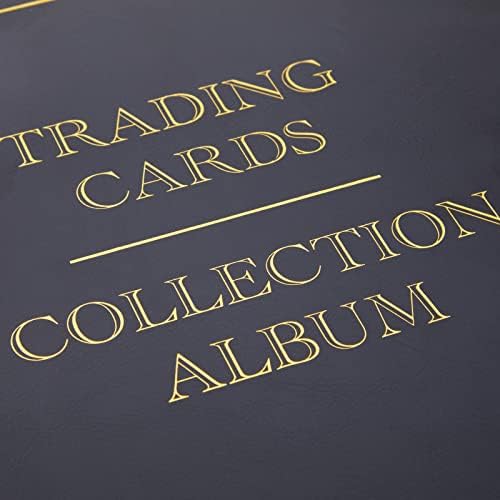9 Pocket Trading Card Binder com zíper para beisebol, jogos e cartões esportivos, couro falso preto e dourado, segura até 360