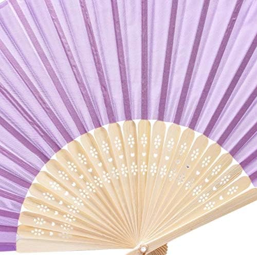 Sepwedd 50pcs violeta imitado tecido de seda bambu dobrado manual fã de noiva adereços de dança igreja festas de presente de casamento