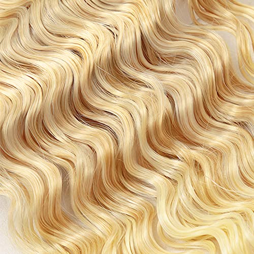 P27/613 Pacacos de cabelo humano Mel loiro pacote de ondas profundas misto de comprimento longo 3 pacote 8a pêlo de cabelo brasileiro