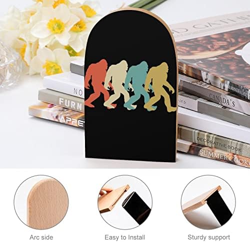Bigfoot Silhouette Retro Pop Art Livros Livros de madeira estampa decorativa Ends para Shelve pack de 1 par