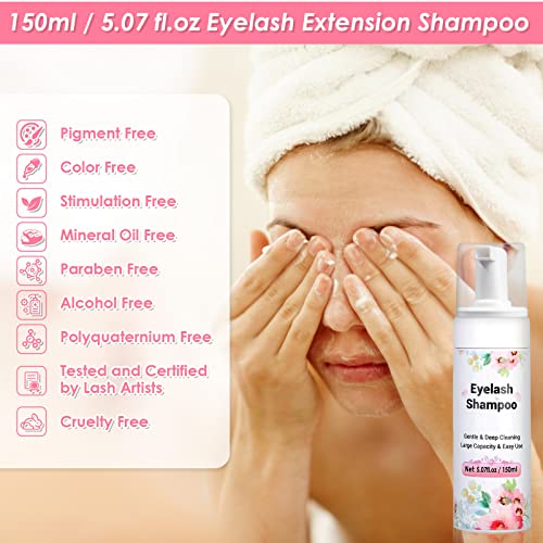 Qinzave 5.07fl.oz shampoo de cílios para cílios Cleanser Extensão de cílios com cílios USB Removedor de maquiagem de maquiagem