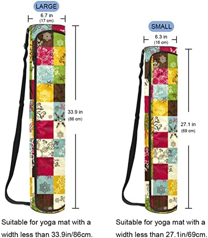 Florais em sacos de tapete xadrez coloridos de ioga xadrez de ioga de ioga de ioga para homens, exercícios de ioga transportadora com cinta ajustável