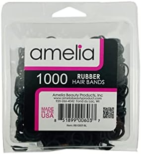 1000, preto, tamanho padrão, faixas de cabelo de borracha usadas para rabos de pônei e tranças