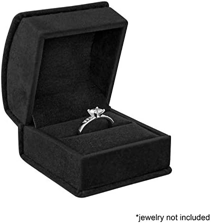 Caixa de jóias de anel de camurça luxuosa nobre com o pacote de duas peças correspondente com fita para engajamento, proposta ou ocasiões especiais