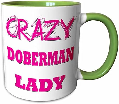 3drose Mug_175015_1 Crazy Doberman Lady Ceramic Caneca, 11 onças
