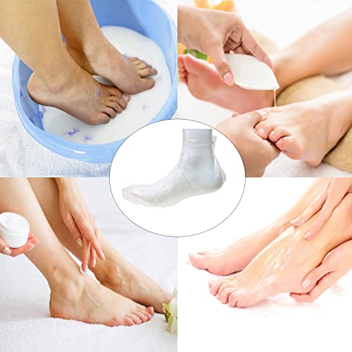 Sometkxy 300pcs meias plásticas transparentes para hidratante capa para o pé parafina revestimentos de banho de cera para sacos de cuidados com pés ， Experimente a tampa de sapatos