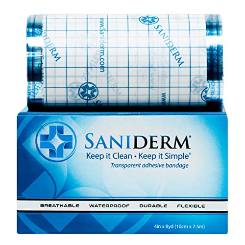 Bandagem pós -tratamento com tatuagem de Saniderm, bandagens adesivas transparentes que protegem e curam tatuagens ou pequenas feridas de pele, 1 rolo profissional, 4 polegadas x 8 jardas