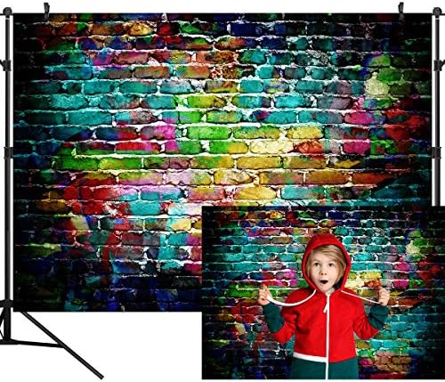 Cenário de parede de tijolos coloridos dos anos 80 dos anos 80 dos anos 90