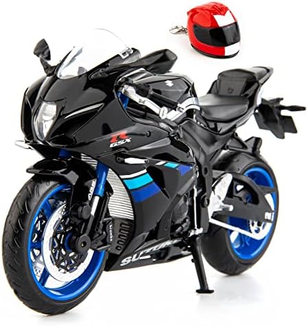 MSZ 1/12 Compatível para Suzuki GSX-R1000 Toy Motorcycle, Motocicleta Coletor com suporte de exibição e chaveiro de