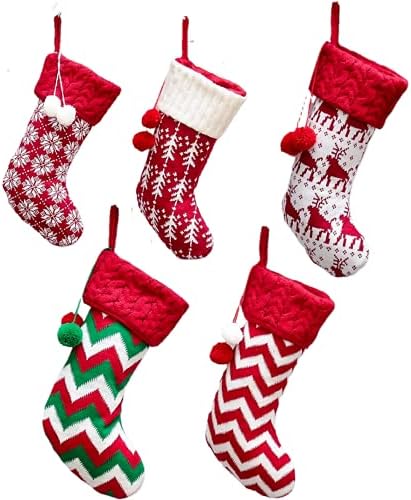Cocowindow Christmas 5 meias de pacote de tamanho grande de tamanho de caixa de malha de estoque decorações para festa de natal
