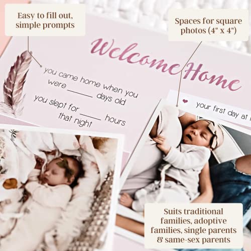Livro de memória de bebê pêsselado para garotas Milestone Journal Journal | Primeiros cinco anos Livro de memória da menina da menina