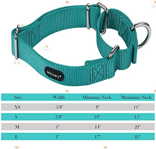 Mikivery Martingale Collar Nylon Treinamento Ajustável e Segurança Colorido Confortável Metal Buckle Collars para
