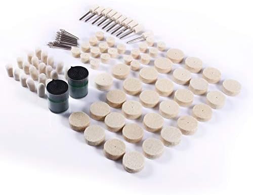 90pcs abrasivo de feltro macio polimento de lã Buffing Wheels Kit misto de roda limpa para ferramentas rotativas