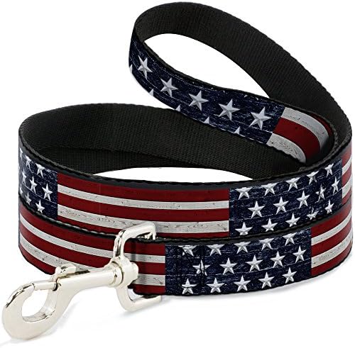 Dog Leash Americana Estrelas rústicas Stripes 4 pés de comprimento 1,5 polegadas de largura