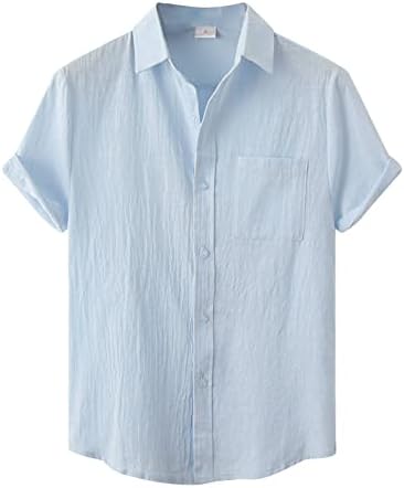 Mens Button Up Camisetas camisetas para homens Tops gráficos de verão para homens Cadeis de bolso de listras de cores sólidas