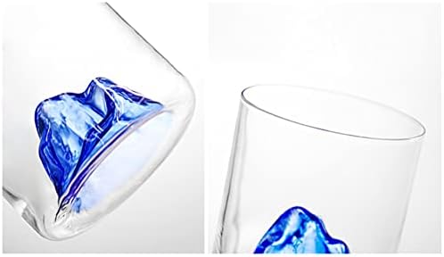 Copos de vidro de cristal halawaka copos de vidro transparente de copos de vidro com montanha dentro de （2pc), bebendo copos para água, suco, cerveja, vinho, uísque e coquetéis
