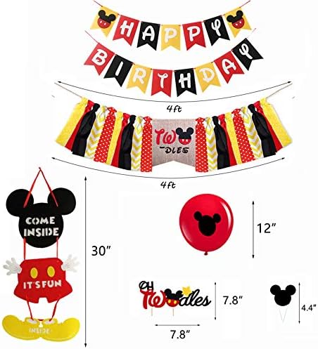 Mickey Mouse 2nd Birthday Party supõe, Mickey Mouse Banner Birthday Birthday, Twodles Highchair Banner, OH TWODLES TOPPER