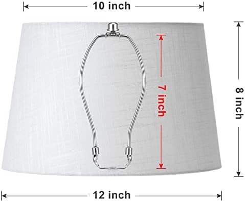 Lâmpada de lâmpada branca - Médio, tambor Shades para lâmpadas de mesa e luminárias de piso, lampes de capa dura de tecido branco, abajur -aranha com harpa de 7 polegadas, capa de lâmpada de pano criada à mão