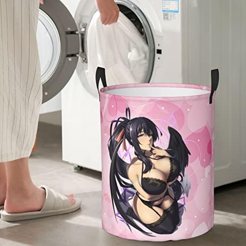 Anime High School DXD cesta de lavanderia impermeável redonda cesto de roupa suja de roupas sujas cestas de lavanderia dobrável para berçário Quarto pequeno