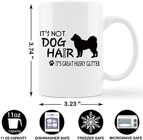 Gichugi não é cabelo para cachorro é ótimo husky glitter caneca cerâmica-11 onças engraçada cachorro café leite leite copo,