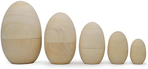 5 ovos de Páscoa de ninho de madeira sem pintura inacabados 5 polegadas