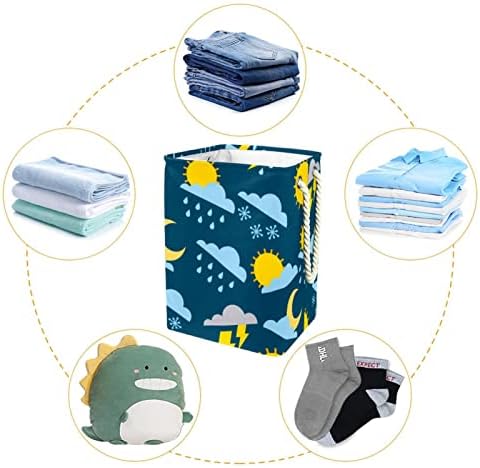 Padrão climático do Indomer Grande cesto de roupa de roupa de roupas prejudiciais à prova d'água para cesta de roupas para roupas de brinquedos, decoração para o banheiro do quarto