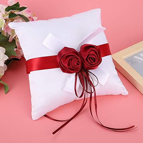 NATUDECO RAIS DE CASAMENTO travesseiro 7,9 x 7,9 x 3,7 em branco romântico rosa cenário de moda anéis de casamento caixas