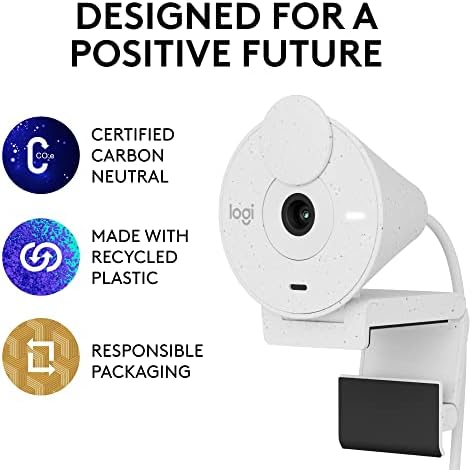 Logitech Brio 300 Full HD Webcam com obturador de privacidade, redução de ruído Microfone-rose + Litra Glow Premium LED