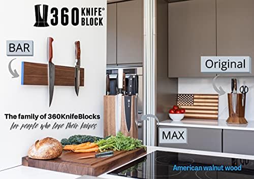Barra de Knifeblock 360 - barra de faca de montagem de parede de 4 ”x16” - nível integrado, clipes de aço, parafusos de 2 ”