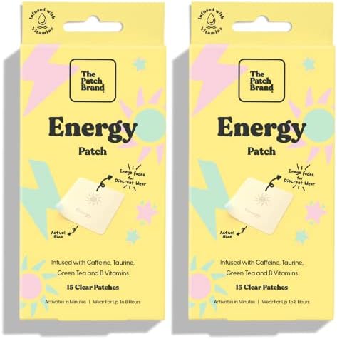 Os patches de energia da marca Patch | Suporta energia com cafeína e B5 e B3 | Todas as vitaminas naturais e manchas minerais
