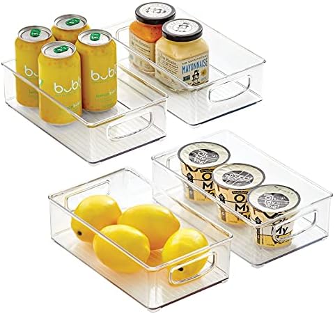 Armário de despensa de cozinha de plástico mdesign, geladeira ou caixas de armazenamento de alimentos com alças - organizador para