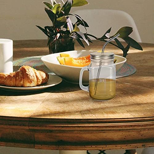 Cabilock 2 conjuntos de copos de vidro de boca largo com tampas jarra de chá boba boba com alça e palha de suco de bebida