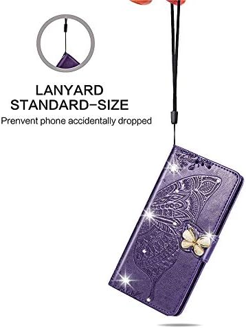 Cotdin para compatível com o iPhone 14 Pro Max Case Glitter Bling com suporte de cartão e barreta de couro de couro capa protetora de borboleta para iPhone 14 Pro máximo de 6,7 polegadas de cristal roxo