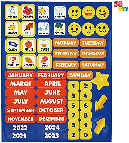 Calendário de aprendizado magnético Joyin para crianças com estação meteorológica, datas, sentimentos, meu primeiro calendário