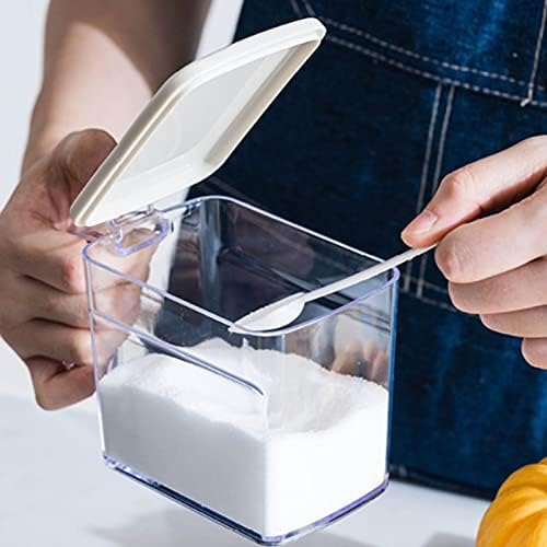 Recipientes de tempero Alivese Caixa de tempero plástico transparente para cozinha com alça de colheres de pimenta contêiner de especiarias