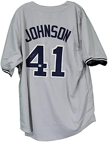 Randy Johnson New York Yankees assinou autografado Grey #41 Jersey Coa