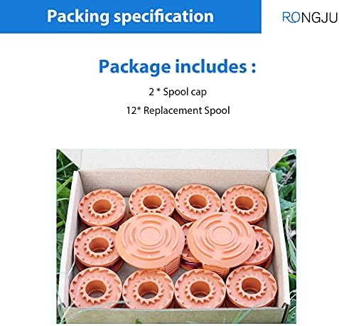 Rongju 12-Pack Pack Substacement Spool Spool Line para Worx WA0010 WG180 WG163 WG175 TRIMER ELÉTRICO/EDGER EATER LINH