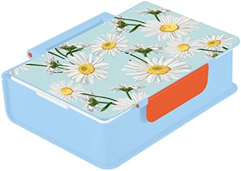 Alaza Daisy Camomile Flor Floral Bento Lunch Box Free BPA à prova de vazamentos Recipientes com Fork & Spoon, 1 peça