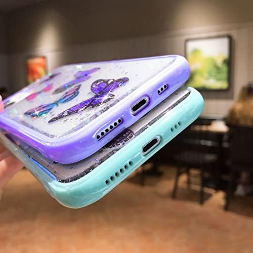 Wzjgzdly Butterfly Bling Clear Case Compatível com o iPhone 13, capa de glitter para mulheres fofas capa de telefone protetora de deslizamento