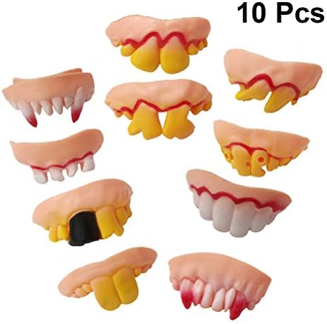 Dentes de Halloween Soimiss 10pcs definem dentaduras malucas dentes da frente zumbi dentes de dentes