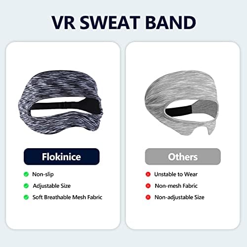 Flokinice 3pcs máscara de máscara VR Banda de suor respirável para Oculus Go Quest 2, Proteção ajustável Proteção facial