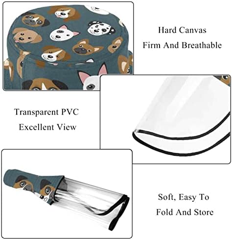 Chapéu de proteção para adultos com escudo facial, chapéu de pescador anti -sun tap, desenho animado cães cães pug
