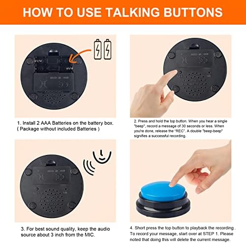 Botões de cachorro GoPleMo para comunicação Voz Buttons de conversação de voz Treinando kit de animais de estimação 4 contagens com 4 tapetes de embalagem