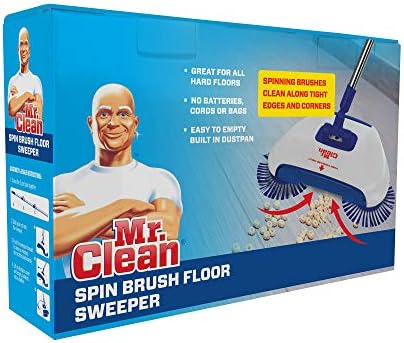 Sr. Clean Spin Brush piso Sweeper em uma caixa, azul