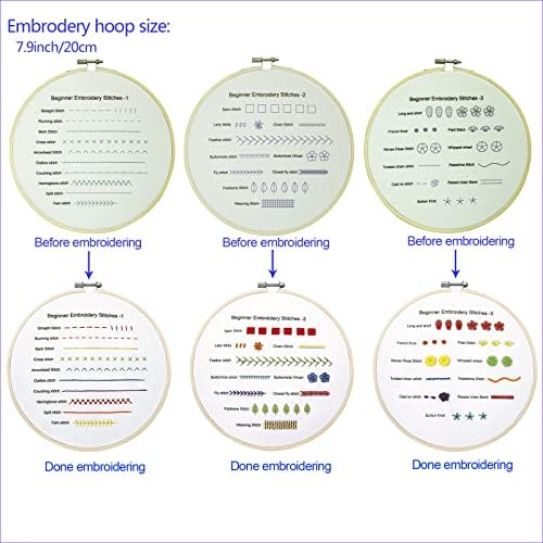 Bonroy 3 sets Kit de prática de bordado para iniciantes para iniciantes+4 kit de bordado de embalagem