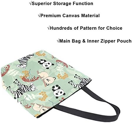Alaza pinto koala panda lona saco de sacola para mulheres trabalhos de viagem compras de mercearia de top hanking grande bolsas grandes