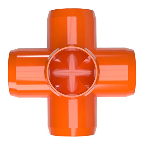 FormuFit F0345WC-OR-8 Cross PVC de 5 vias de ajuste, grau de móveis, tamanho de 3/4 , laranja
